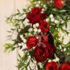 Artificial Heart Shaped Rose Wreath Ribbon Simulated Spring Floral Wreaths for Front Door Wedding Decor Photo Props 40cm