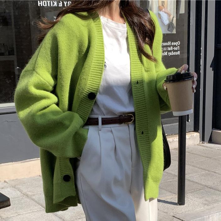Autumn Women Sweater Knitting Basic Fashion Cardigan Long Sleeve Korea Shirt Loose Casual Show Thin Solid Coat