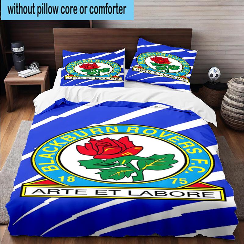 3pcs Blackburn Rovers Crest Football Club Bedding Set Duvet Cover Closure Includes 1 Duvet Cover & 2 Pillowcases Bedding Sets Home Decor Gifts