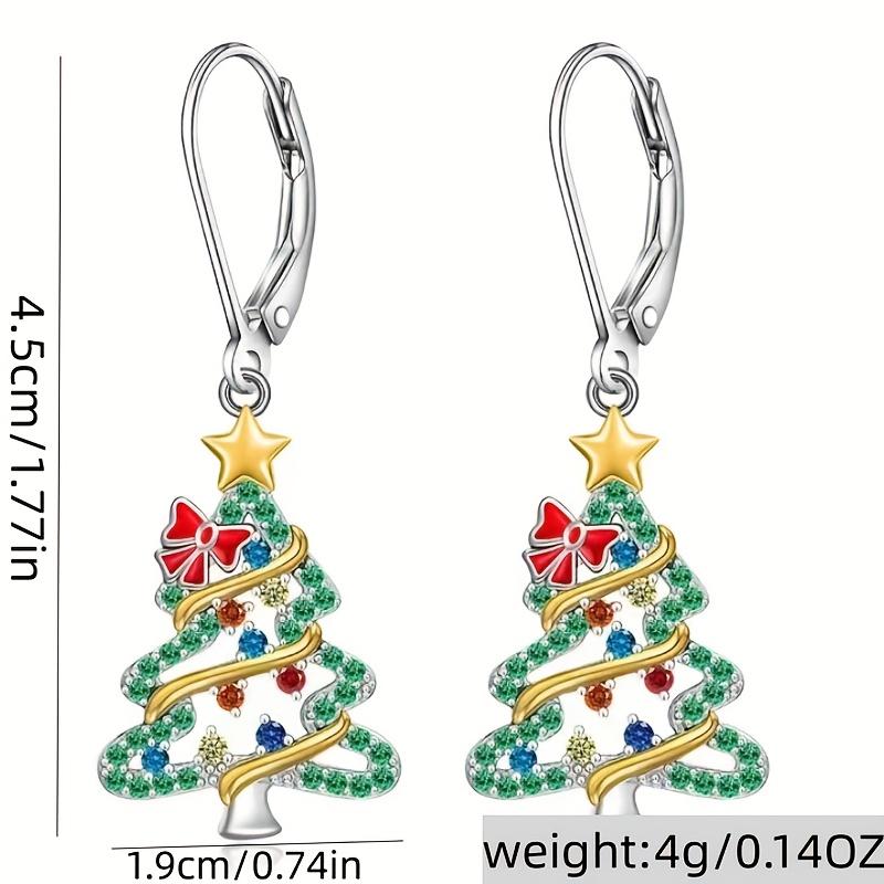 Gorgeous Sparkling Colorful Cubic Zirconia Christmas Tree Drop Earrings for Women Elegant Bowknot Party Romantic Jewelry earrings