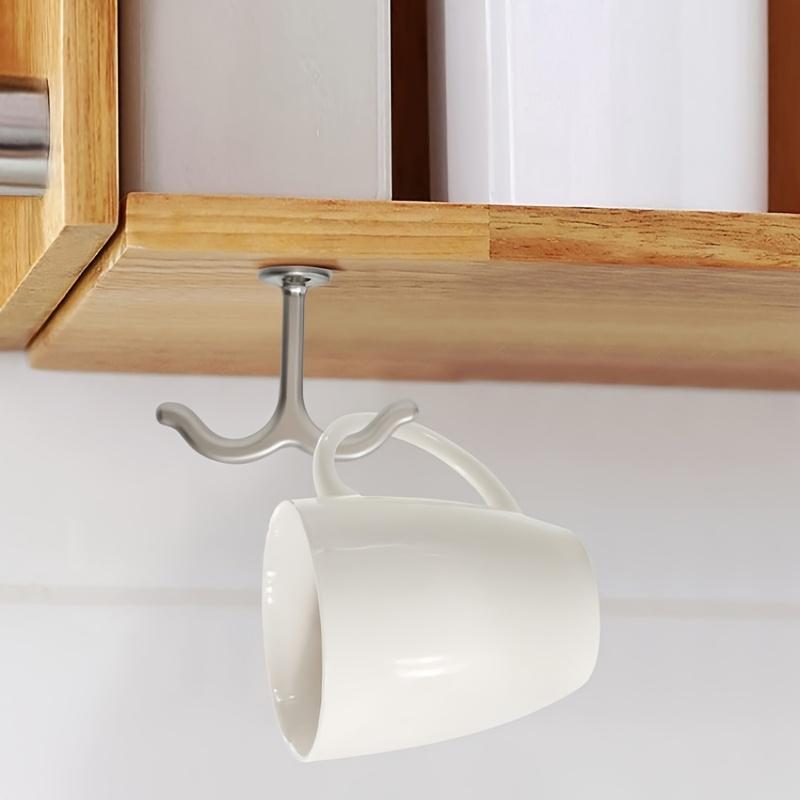 Double Hooks, Casual Ceiling Mount Hangers for Kitchen Cabinet, Wardrobe, Towel, Hat - Easy Install with Included Screws, Utility Hooks