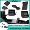 Для Model Y juniper 2026 Ящик для хранения Model 3 2025 Highland Крышка лотка для хранения в центральной консоли подлокотника Аксессуары для организации