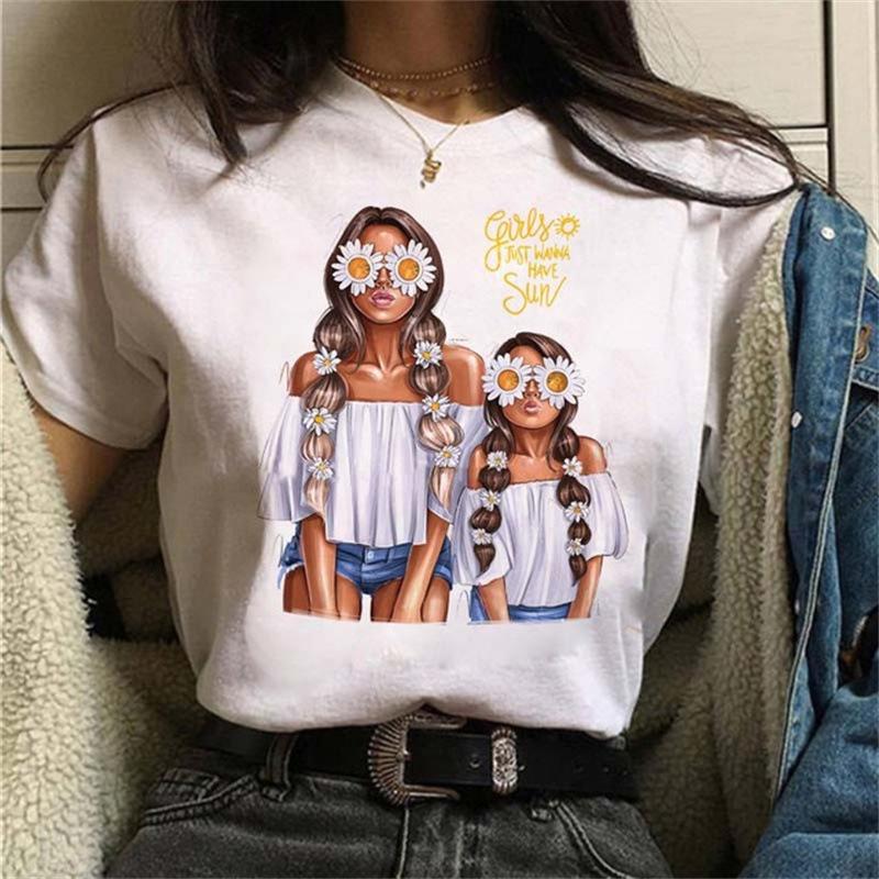 Spring Summer New Mother's Day Theme Large Size Women's Simple Cartoon Casual T-shirt Women Oversized T Shirt Tops