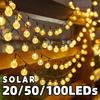 20/50/100 LED Solar String Lights Outdoor Waterproof Crystal Globe Lights with 8 Modes Garden Light for Patio Party Tree Decor