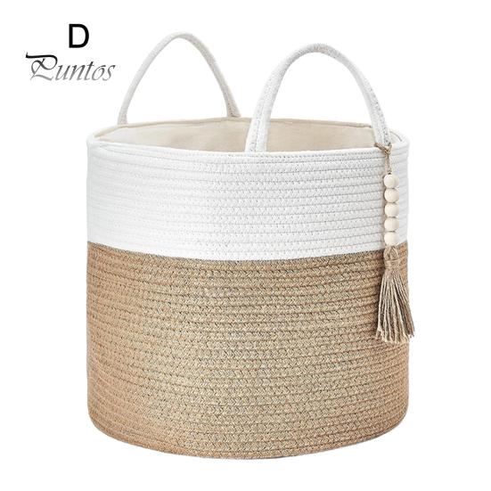 Плетеная корзина для хранения, декоративная корзина из натуральной веревки с ручкой, большая вместительная корзина для хранения игрушек, органайзер для одежды