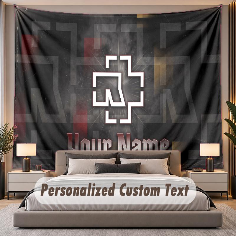 Custom Name Text Tapestry Rammstein Personalized Polyester Wall Tapestry For Bedroom And Room