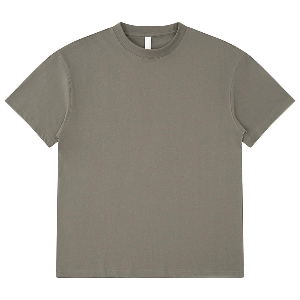 Мужская футболка High Street Trendy из японского плотного хлопка, 275 г, короткие рукава, свободный крой, небольшой воротник, однотонный цвет.