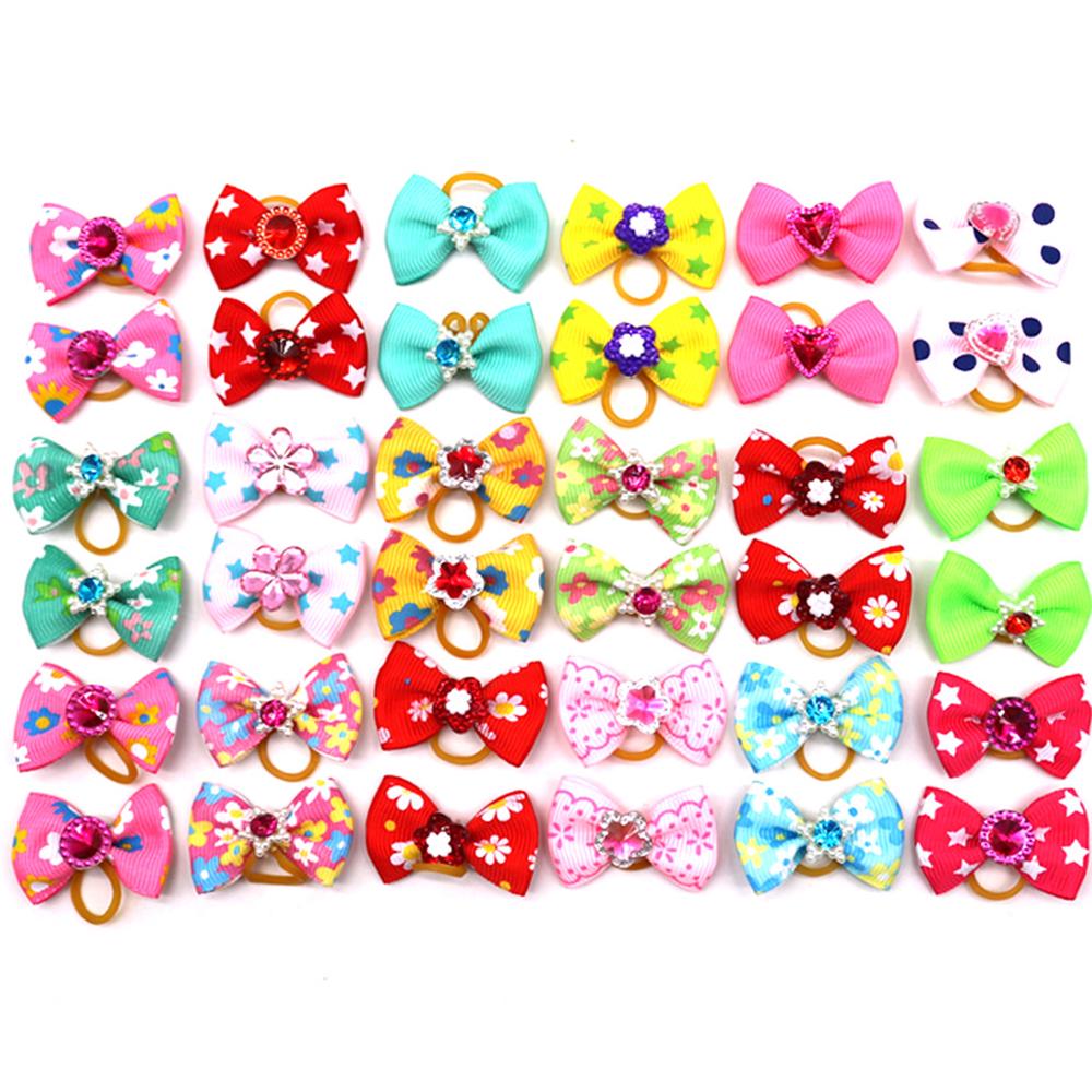 30 шт., бантики для волос для собак и кошек, жемчужные цветы, резинка для щенка, головной убор, новый