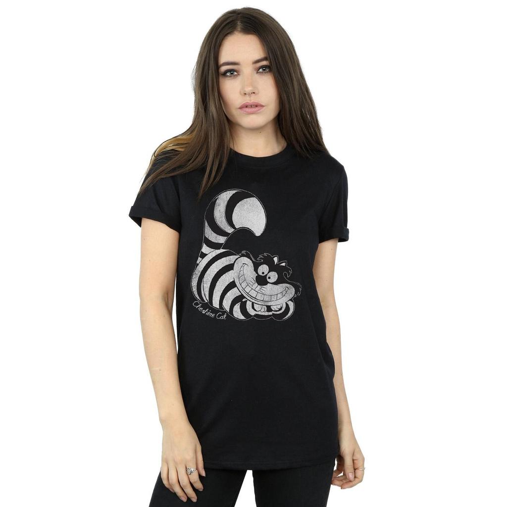 Disney Womens/Ladies Alice In Wonderland Mono Cheshire Cat Cotton Boyfriend T-Shirt