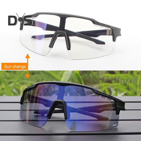 Outdoor Photochromic Cycling Glasses UV Protection Windproof Lightweight Men Women Running Mountain Bike Sports Goggles Eyewear