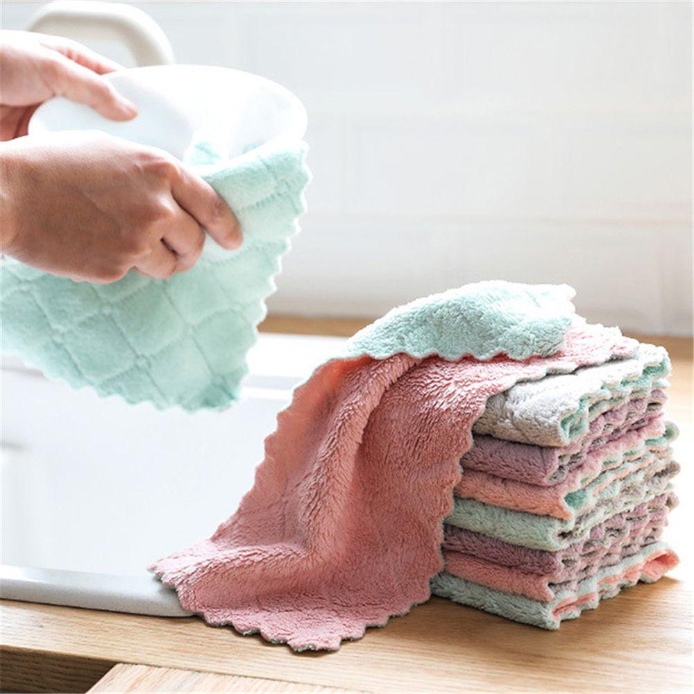 Microfiber Super Absorbent Household Cleaning Towel Clean Cloths Scouring Pad Non-stick Oil Rags