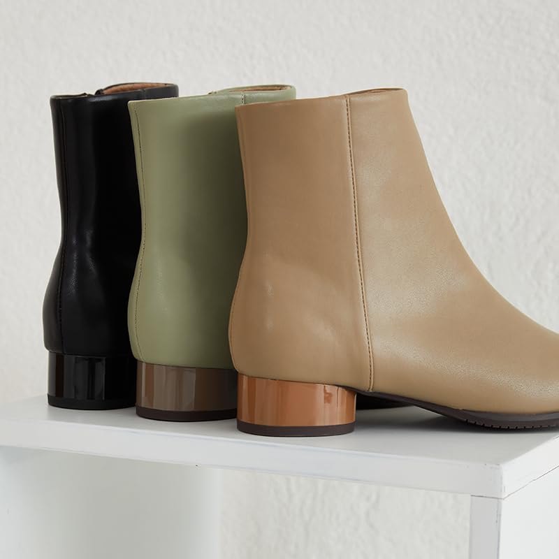 Oriental Traffic Короткие Низкие Боковые БЕЖЕВЫЕ Женские Ботинки, Каблук, Теплые, Простые, Амортизирующие, Мягкие, Устойчивые к Усталости, Холодостойкие, Молния, 32409,