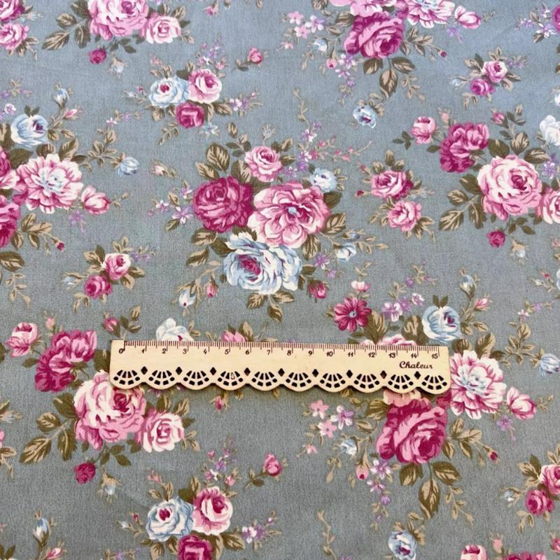 160x100см Хлопковый твил с винтажным принтом "Розы" для DIY постельного белья, ручной работы, скатерти, декора, лоскутного шитья
