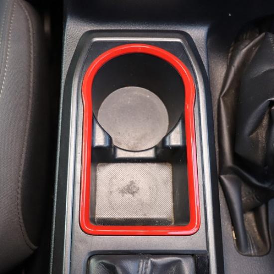 ABS Red Rear Water Cup Holder Cover Trim For Toyota Tacoma 2016-