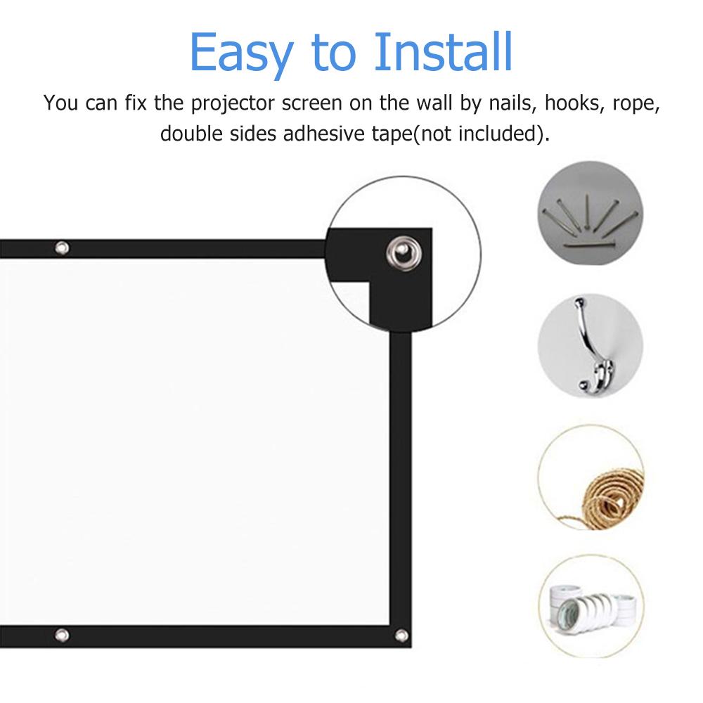 150 Inch Projector Screen 169 HD Foldable Portable Projection Screen AntiCrease Rear Front Project