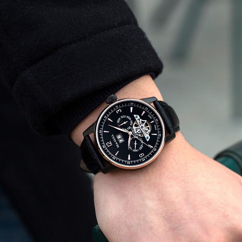 Мужские автоматические скелетные часы Seagull с тройным календарем