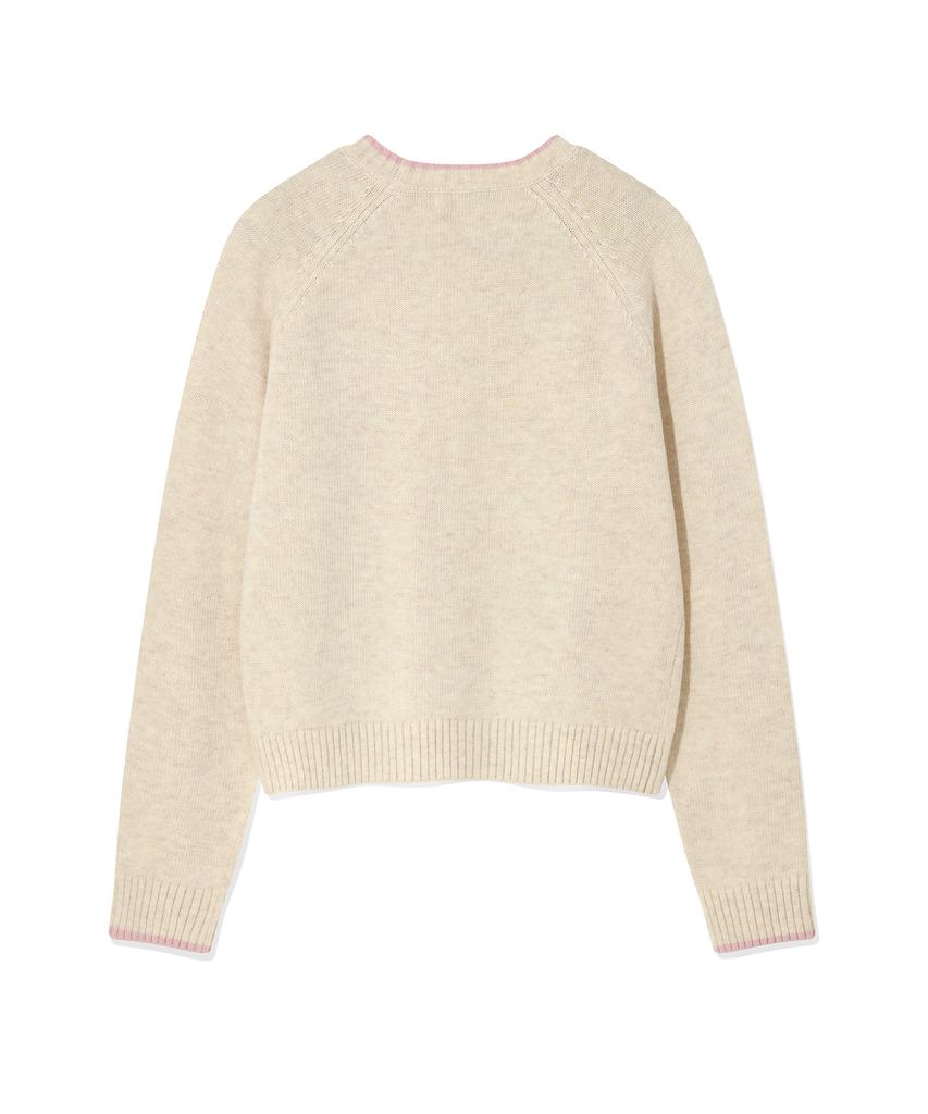 WACKY WILLY Women'S Lily Patch Color Block Pullover Oatmeal