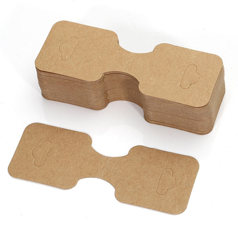 100pc Adhesive Kraft Paper Cards Hanging Folding Card for DIY Jewelry Display Tags Necklace Bracelet Hair Accessory Retail Label