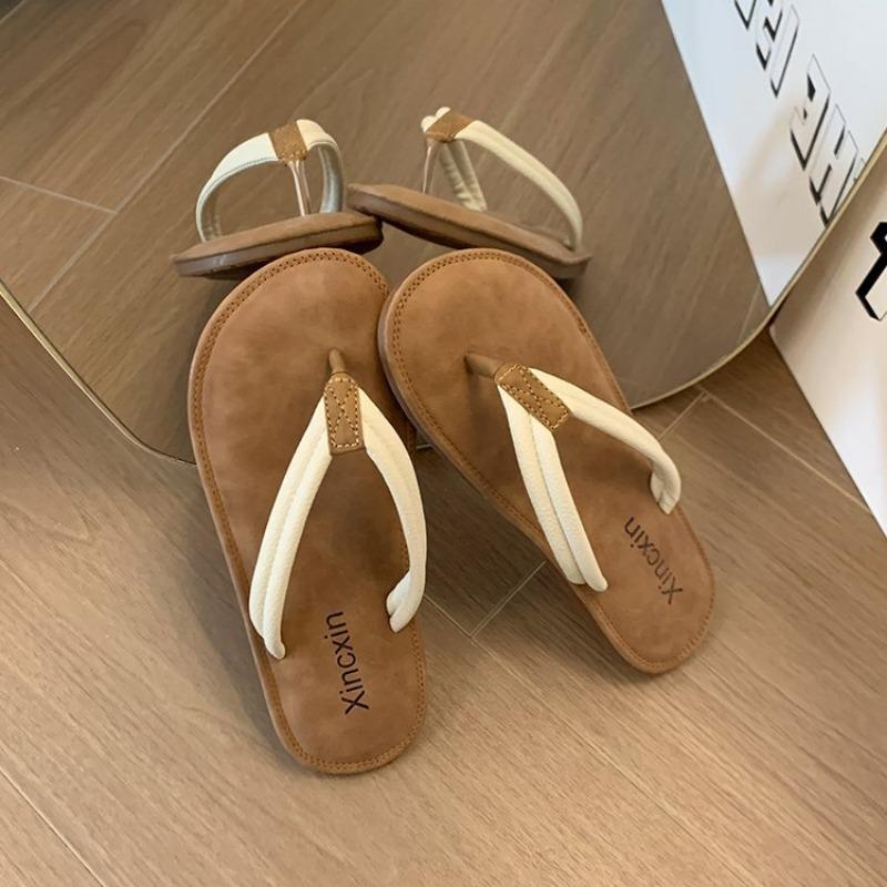 Пляжные сандалии на плоской подошве, женские уличные шлепанцы без застежек, французский вечерний бриз, первоклассная сенсация, летний новый стиль