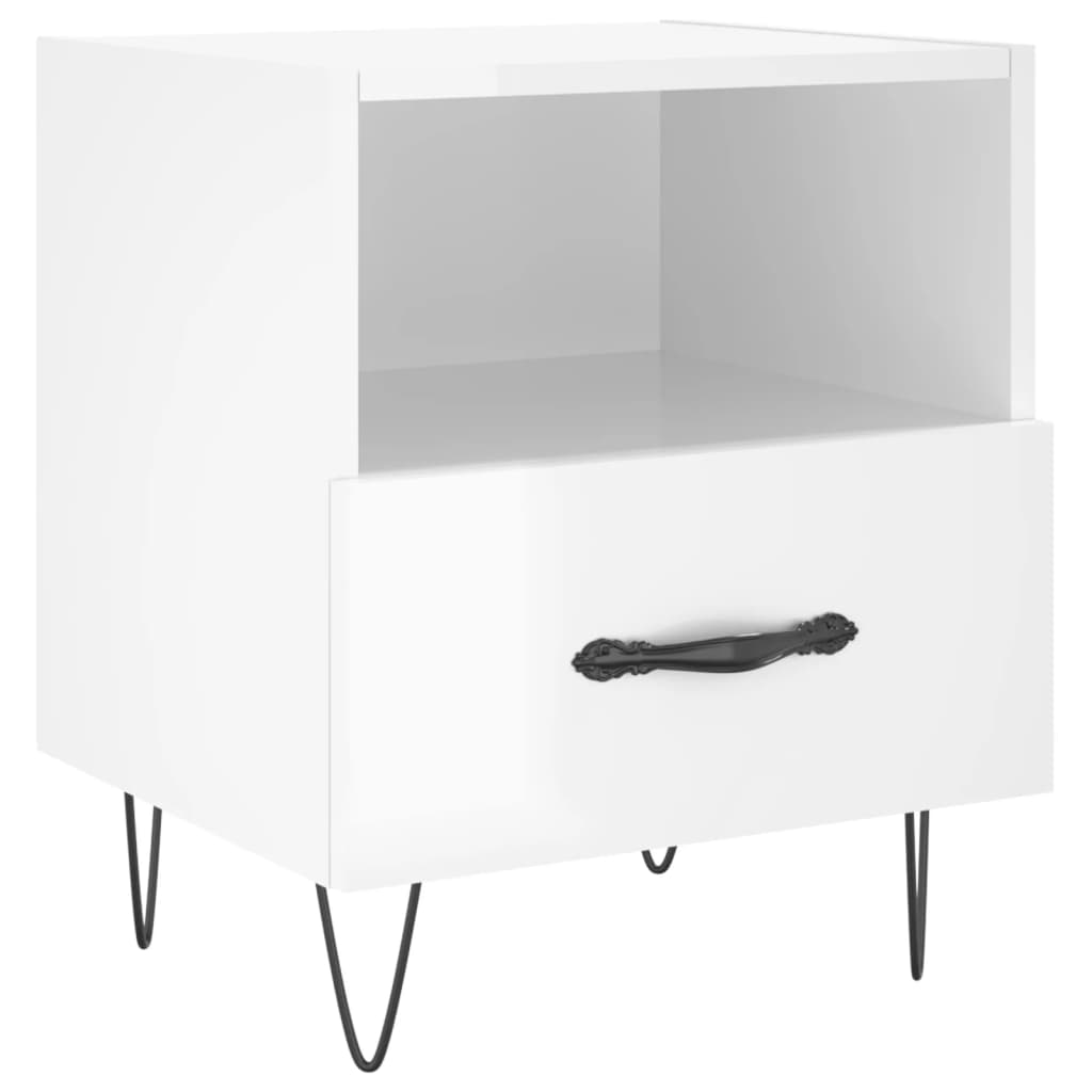 Nightstands 2 pcs High Gloss White 40 x 35 x 47.5 cm Particleboard