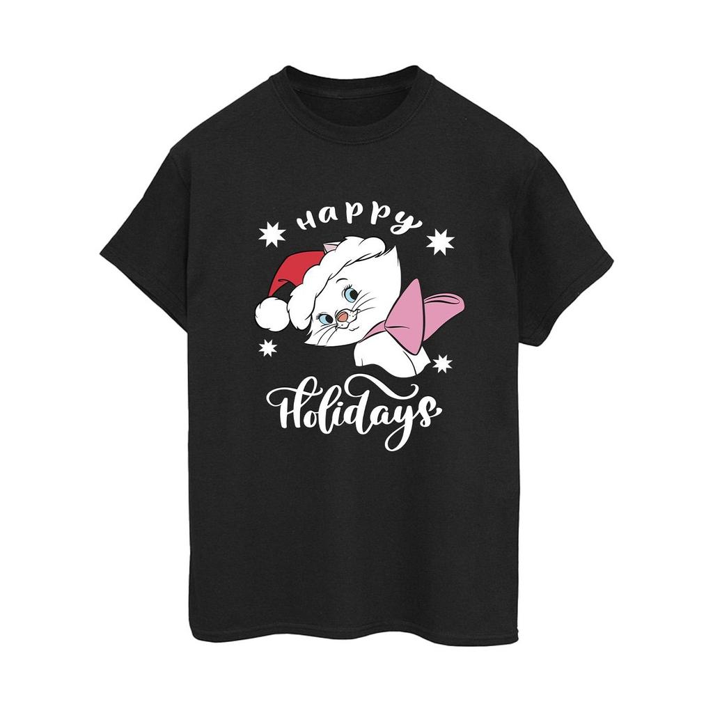 Disney Womens/Ladies The Aristocats Happy Holidays Cotton Boyfriend T-Shirt