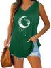 Женская модная майка без рукавов с V-образным вырезом и принтом, летний повседневный пуловер, свободная майка