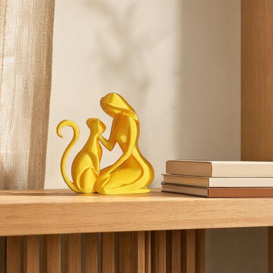 3D-печатная скульптура Форма Женщины и Кошки Матовое покрытие Прочная фигурка Легкая роскошь