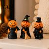 Playful Ghost Home Decor 3Pcs Halloween Pumpkin Figurine, Resin Spooky Tabletop Small Desktop Sculpture for Bookshelf And Tiered Tray, Indoor Holiday
