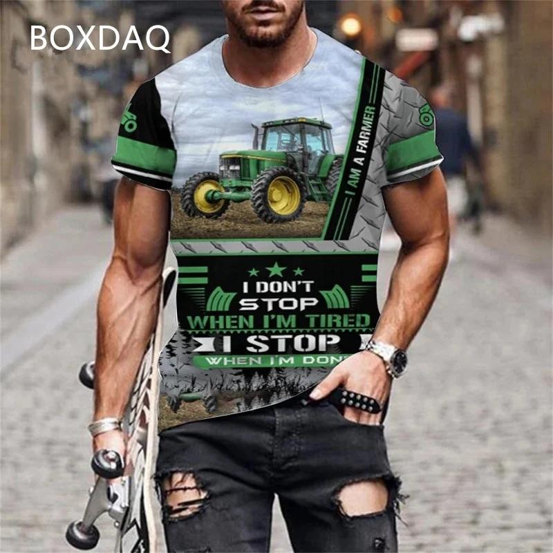 Мужские футболки с коротким рукавом и круглым вырезом с 3D-принтом «Трактор», «Автомобиль», «Фермер», «Инструменты», «Спортивные футболки»