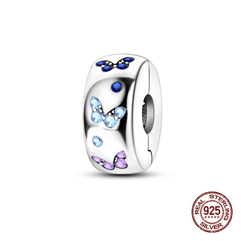 Fashion 100% 925 Sterling Silver Colorful Zircon Stars Moon Separator Charms Bead Fit Original Bracelet Fine DIY Jewelry