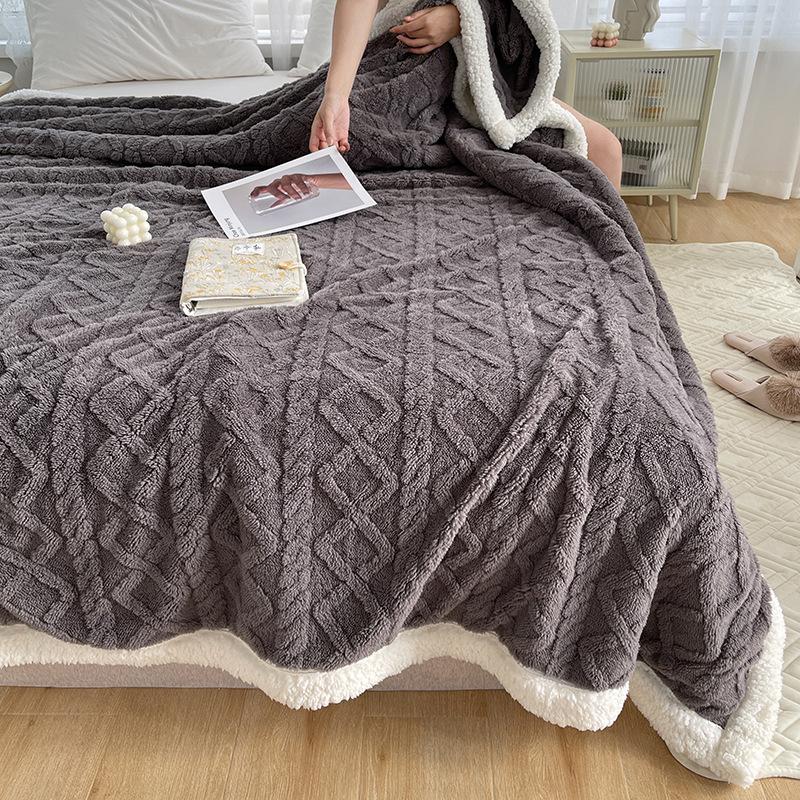 All Season Coral Fleece Blanket Thick Lamb Wool Throw Blanket Soft Warm Sofa Blanket Office Nap Blanket Student Dorm Blanket