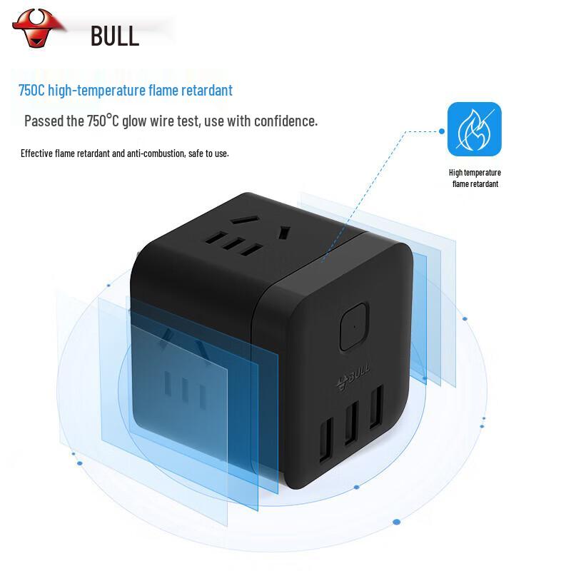 BULL Cube 3-Outlet 3-USB Power Strip
