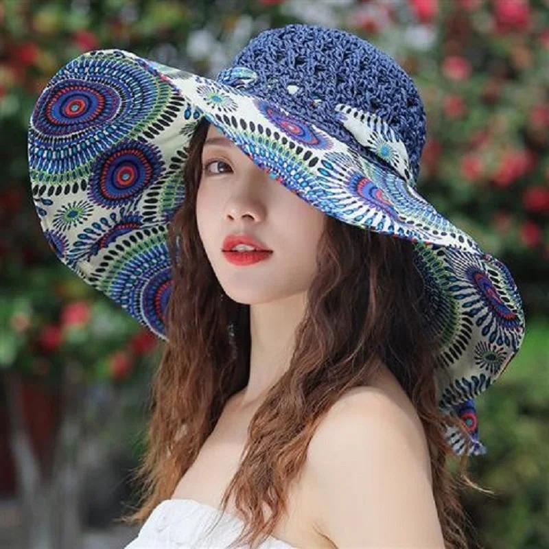 Летняя новая большая женская пляжная шляпа с куполом и защитой от ультрафиолета, большая пляжная шляпа от солнца, солнцезащитный козырек, соломенная шляпа, аксессуары для прогулок