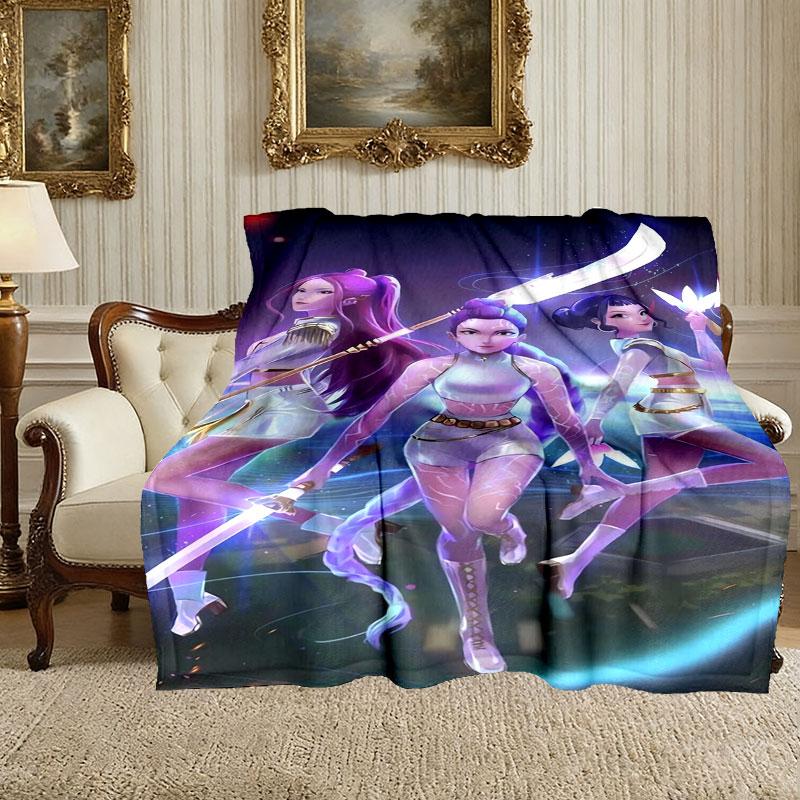 1pc Easy-Care Kpop Demon Hunters Blanket, Perfect for Couch, Bed, Home, Travel & More, Warm & Durable Printed Blanket