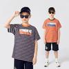 Летняя корейская версия детской одежды, новая детская спортивная футболка с коротким рукавом, большая детская полосатая быстросохнущая футболка для мальчика с коротким рукавом