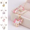 Женский милый розовый комплект с лошадью, кошкой, собакой, золотое капающее масло, ожерелье, серьги, набор подарков для девочек MIT