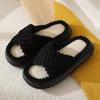 Fashion Cross Strap Corduroy Platform Slippers Women Thick Sole Comfortable Indoor House Slippers Woman Open Toe Non Slip Cotton Shoes