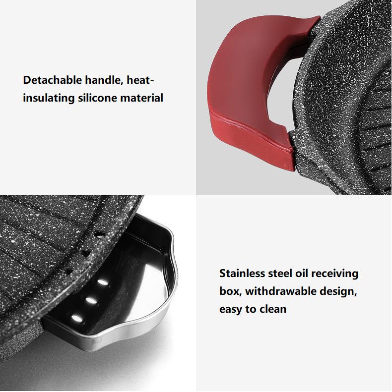 220V Household Electric Grill Pan For Home Round Barbecue Pan Non-stick Frying Pan Pot With Cooking Pot Multi Cooker