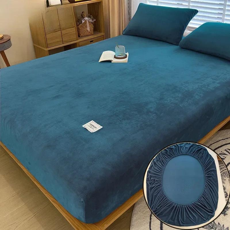 Мягкий теплый утолщенный бархатный наматрасник, защитная простыня, однотонный чехол для кровати, латексный коврик, наматрасники на кровать