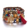 European American Fashion Bohemian Layered Beaded Bracelets Elastic Ethnic Bracelets for Women Female Bangle Bracelet