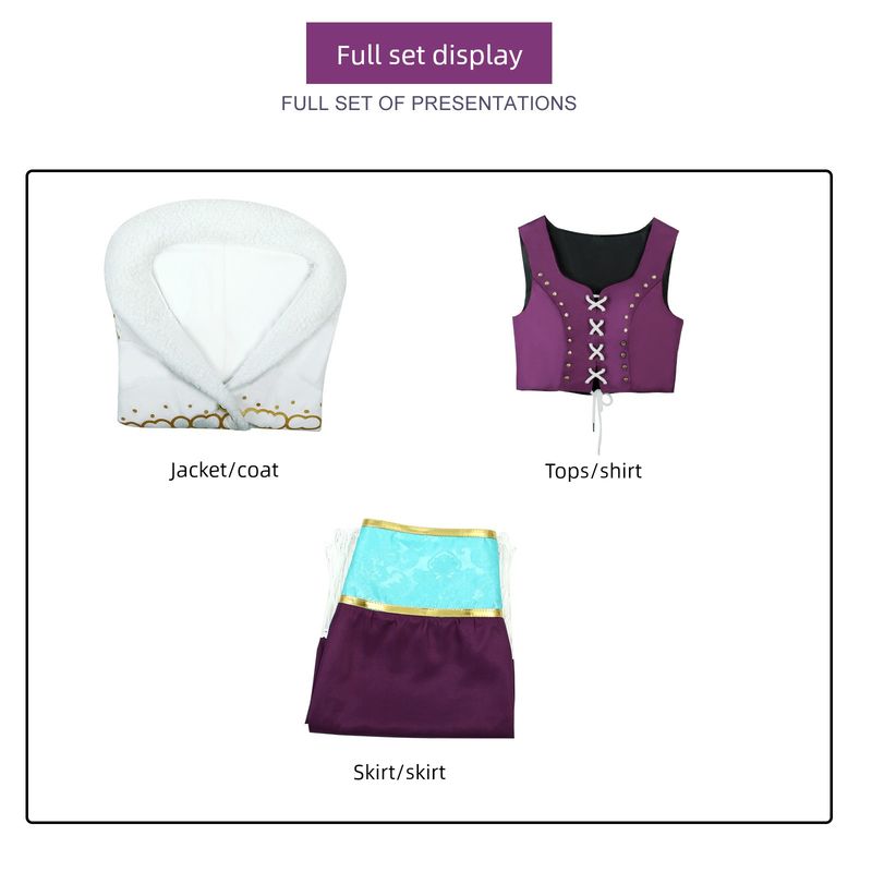 One Piece Robin Cosplay Outfit with Fur Collar Jacket, Nico Robin Cosplay Costume, Anime Style