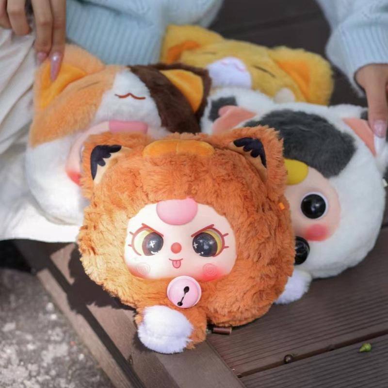 Baby Three Lucky Cat Zipper Bag Series Blind Box Decoration Backpack Pendant Cute Plush Doll Mystery Box Christmas Birthday Gift