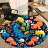 1PC Dino Flora Pattern Office Round Area Rug, Mat Suitable For Office, Under Office Chairs Bedroom Living Room Home Decor, Room Deco