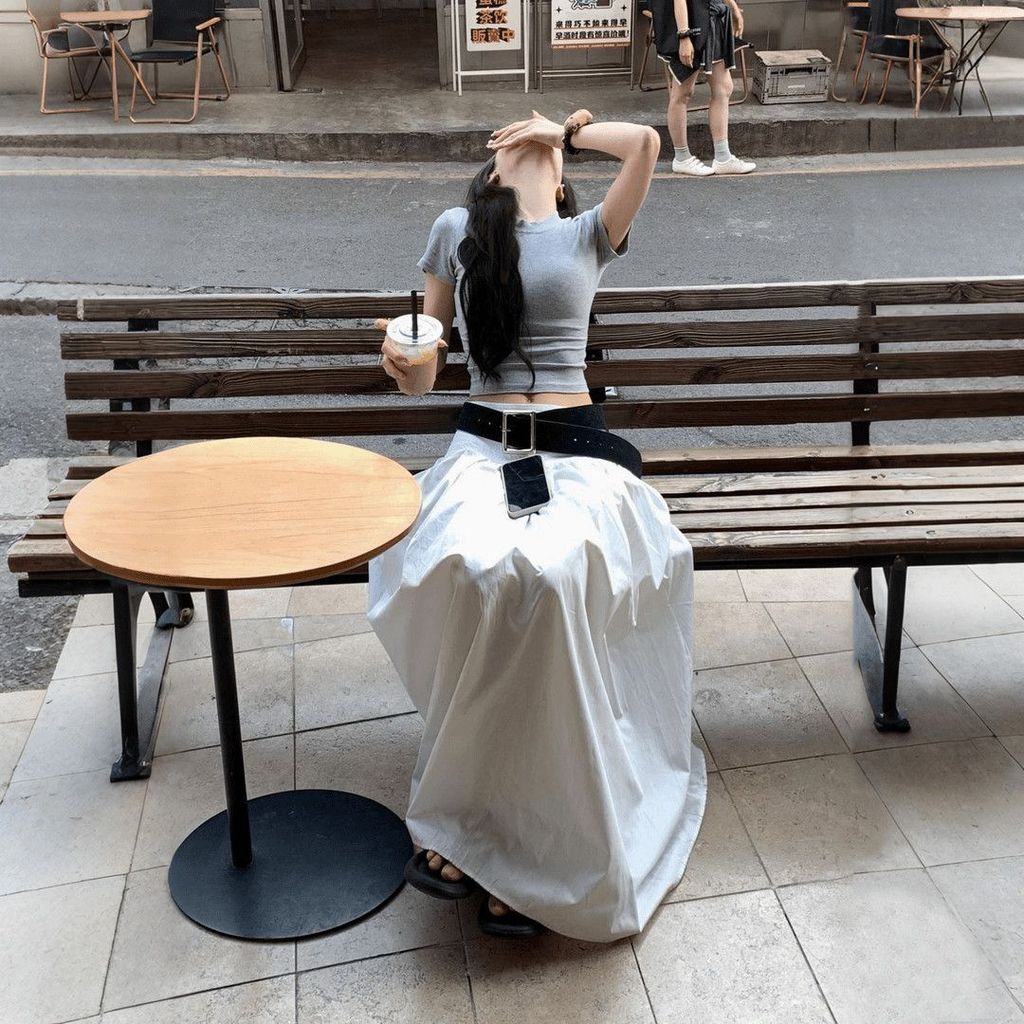 Casual Cotton Blend Long Skirt With Elastic Waist For Women Summer Travel And Office Wear