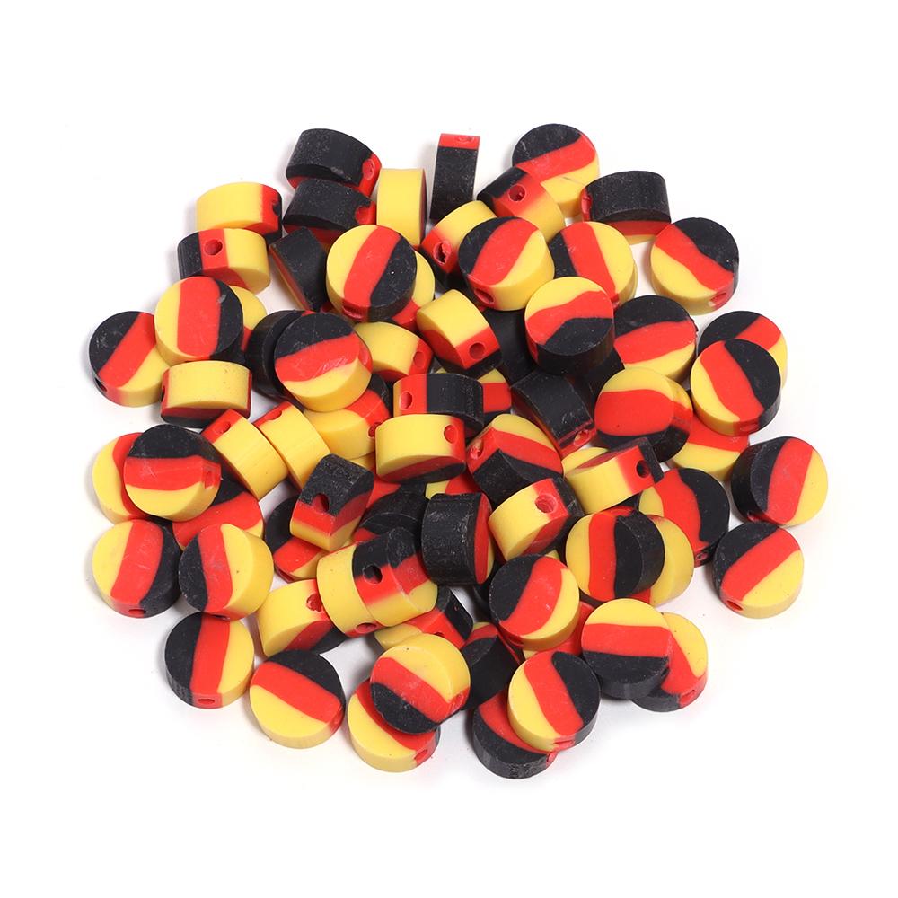 50Pcs 9mm Polymer Clay Flat Round Beads National Flag Loose Spacer Beads For DIY Handmade Bracelets Earrings Making Accessories