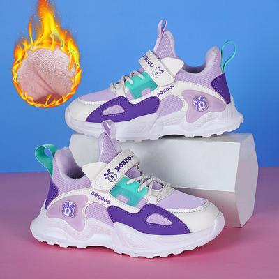 Обувь для девочек осенне-зимняя кожаная водонепроницаемая детская спортивная обувь бархатная теплая повседневная обувь из двух хлопковых материалов для девочек