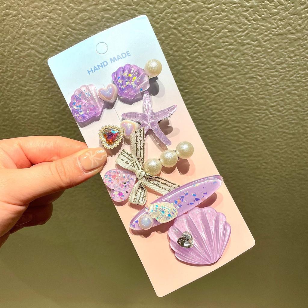 5pcs Ocean Series Shell Starfish Hair Clips Pearl Princess Headdress Hair Accessories