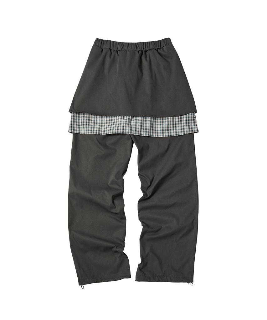 COMONINOZ W Check Skirt Pants [Deep Gray]
