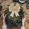 Burlaps Wreath Rustic Jute Bow Christmas Tree Topper Ornament For Birthday Wedding Holiday Party Decorations