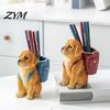 Resin Craft Gift for Kids Golden Puppy Backpack Pen Holder, Cute Animal Stationery Storage Ornament, Desktop Organizer, Office And Study Functional